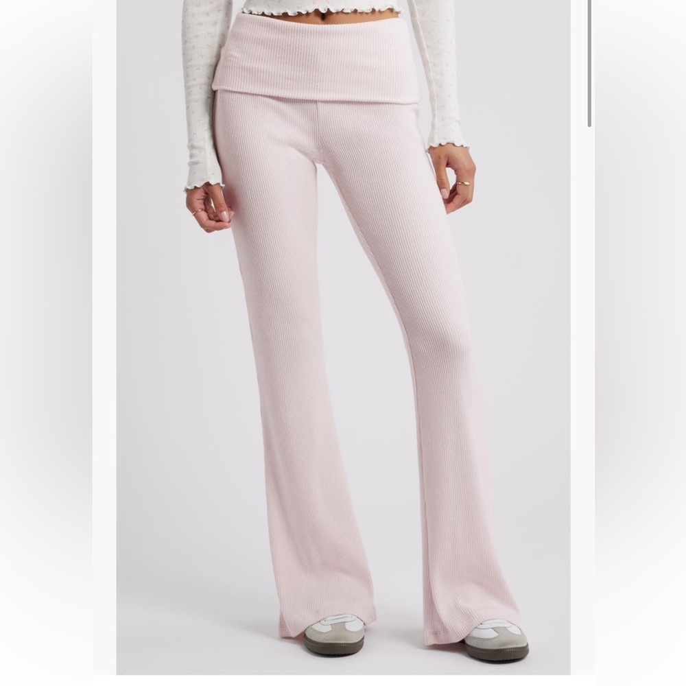 BP Cozy Flare Rib Pants Small Pink